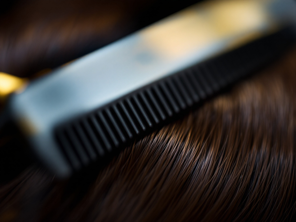 Stylist shaping a client's haircut in an elegant salon